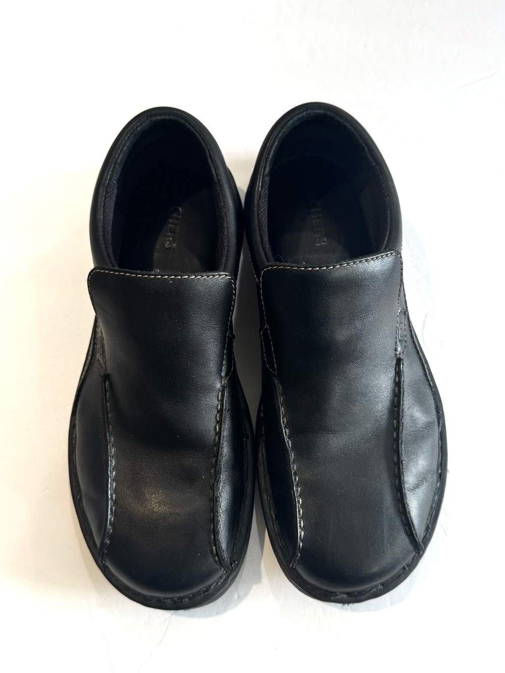 Skechers Mens Black Leather Slip On Shoes Size 10 Loafers